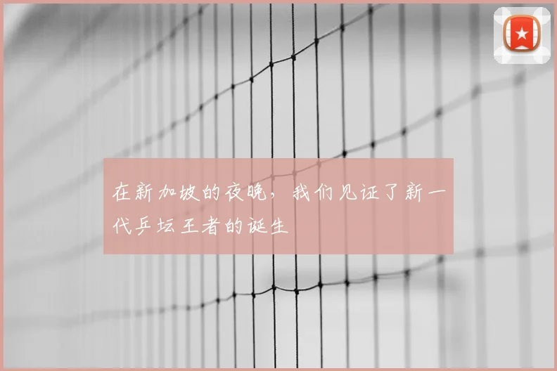 在新加坡的夜晚，我们见证了新一代乒坛王者的诞生
